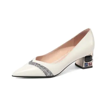 crystal Decoration Sweet Shoes For Women Genune Leather high Heels Pumps Famale Shallow Working Dancing New Shoes Woman 
crystal Decoration Sweet Shoes For Women Genune Leather high Heels Pumps Famale Shallow Working Dancing New Shoes Woman