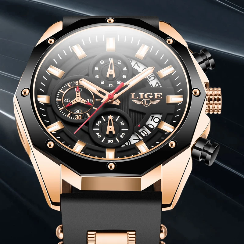 

New Men Watches LIGE Top Luxury Brand Fashion Chronograph Waterproof Quartz Watch for Men Date Sport Clock Relogio Masculino+Box