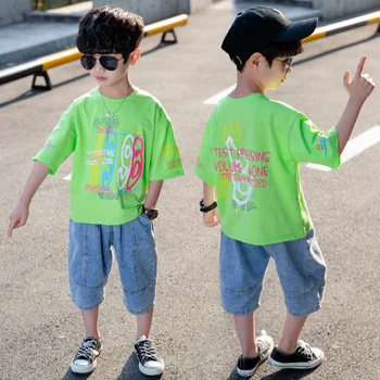 2020 Summer Children Boys Clothing Set Shorts Denim Pants Sport Suit Baby Kids Green Short Sleeve T Shirt Jeans Hip hop Outfits 
2020 Summer Children Boys Clothing Set Shorts Denim Pants Sport Suit Baby Kids Green Short Sleeve T Shirt Jeans Hip hop Outfits