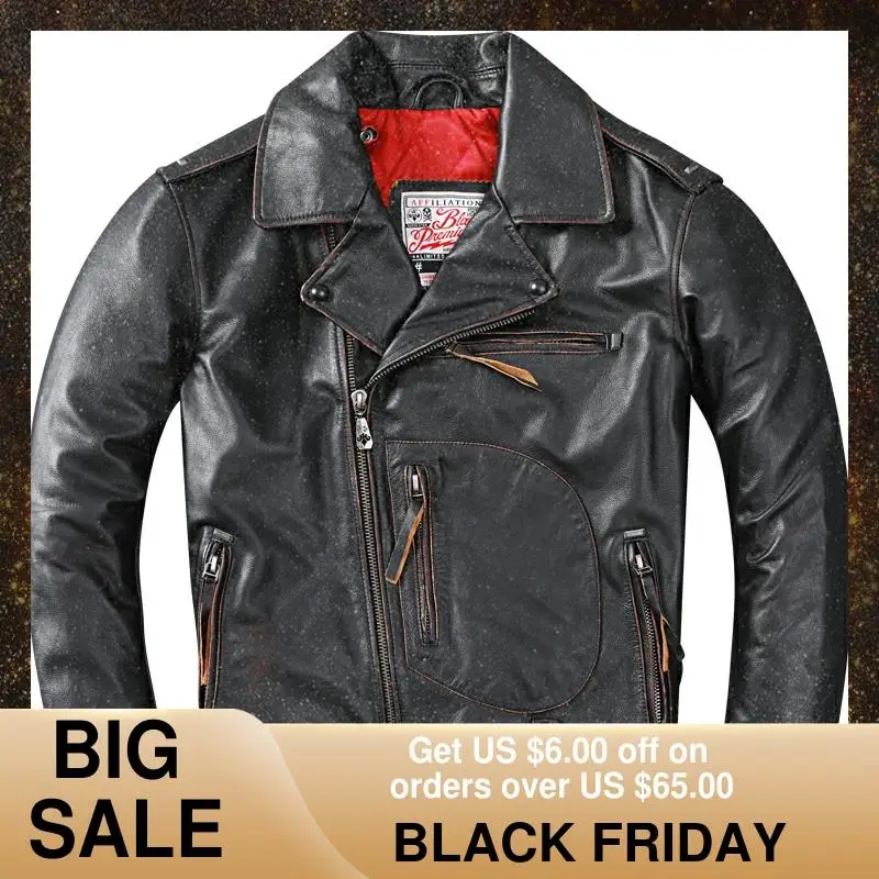 2020 Vintage Black Motorcycle Style Leather Jacket Men Plus Size 6XL Genuine Thick Cowhide Winter Slim Fit Biker's Leather Coat
2020 Vintage Black Motorcycle Style Leather Jacket Men Plus Size 6XL Genuine Thick Cowhide Winter Slim Fit Biker's Leather Coat