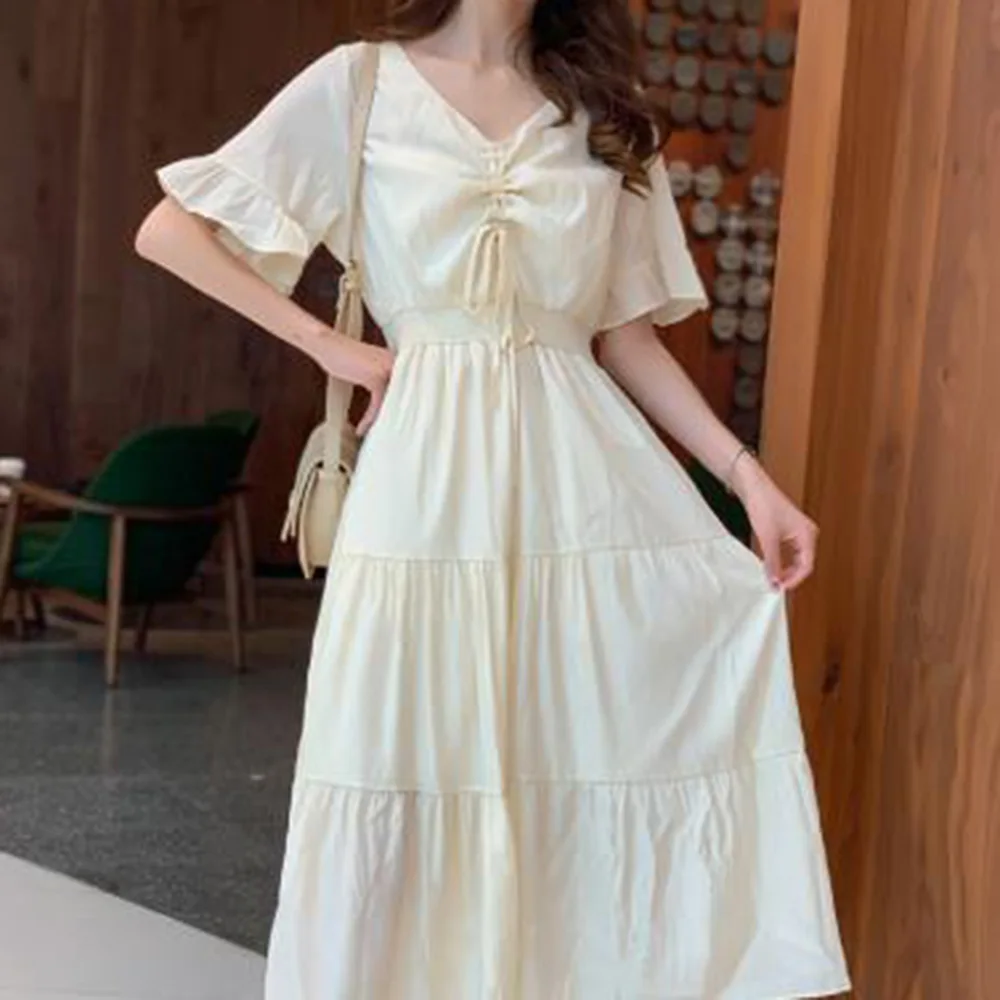 Janpanese Style Summer Ruffle Sleeve Dress 2020 V Neck Pleated Long Maxi Dresses Robe Date Student Maxi Dress Femme Vestiod
Janpanese Style Summer Ruffle Sleeve Dress 2020 V Neck Pleated Long Maxi Dresses Robe Date Student Maxi Dress Femme Vestiod