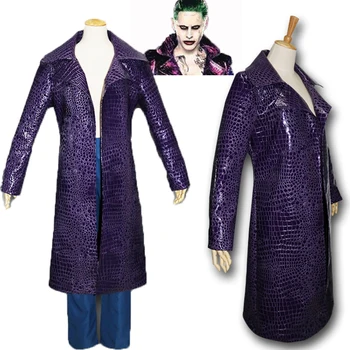 

Harley Quinn Men Clown Suicide Squad Joker Cosplay Costumes Trench Coat Purple Jacket Clown T Shirts Halloween costumes