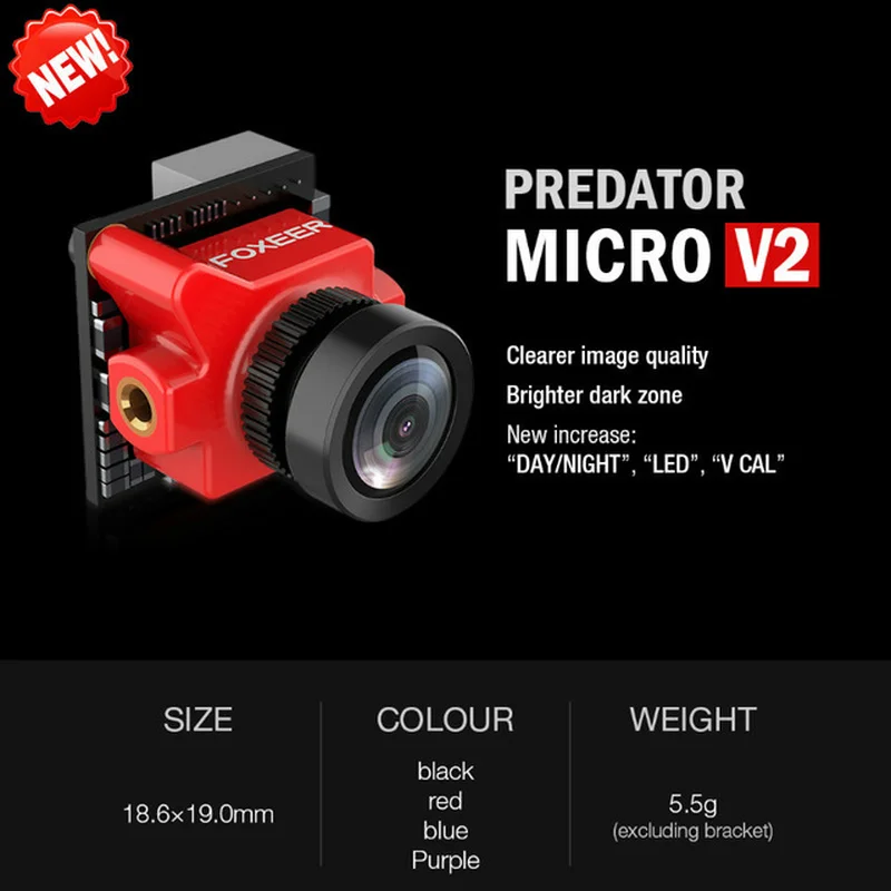 2018New Arrival Foxeer Predator Micro V2 Drone Camera FPV Camara 1000TVL 1.8mm OSD WDR 4:3 Screen Seven Languages Switchable P/N
2018New Arrival Foxeer Predator Micro V2 Drone Camera FPV Camara 1000TVL 1.8mm OSD WDR 4:3 Screen Seven Languages Switchable P/N
