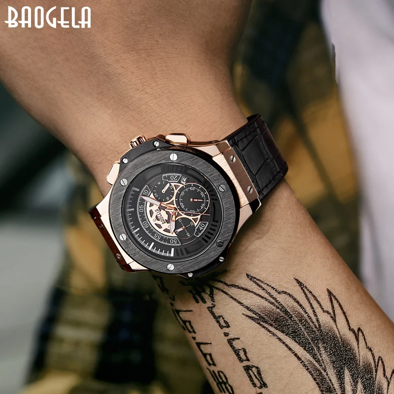 BAOGELA hommes montres hommes horloge de luxe marque Quartz Sport montre Rose chronographe mode montre-bracelet pour hommes1910
BAOGELA hommes montres hommes horloge de luxe marque Quartz Sport montre Rose chronographe mode montre-bracelet pour hommes1910