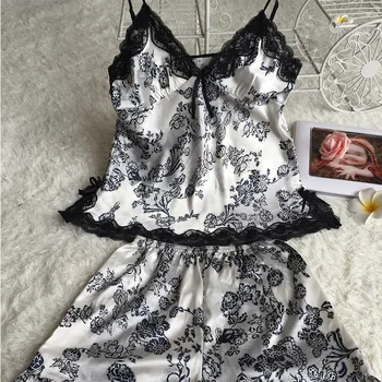 Print Flower Pajamas Suit Nightwear Intimate Lingerie Women Sexy Sleep Set Home Clothing Satin Pyjamas Sleepwear Homewear
Print Flower Pajamas Suit Nightwear Intimate Lingerie Women Sexy Sleep Set Home Clothing Satin Pyjamas Sleepwear Homewear