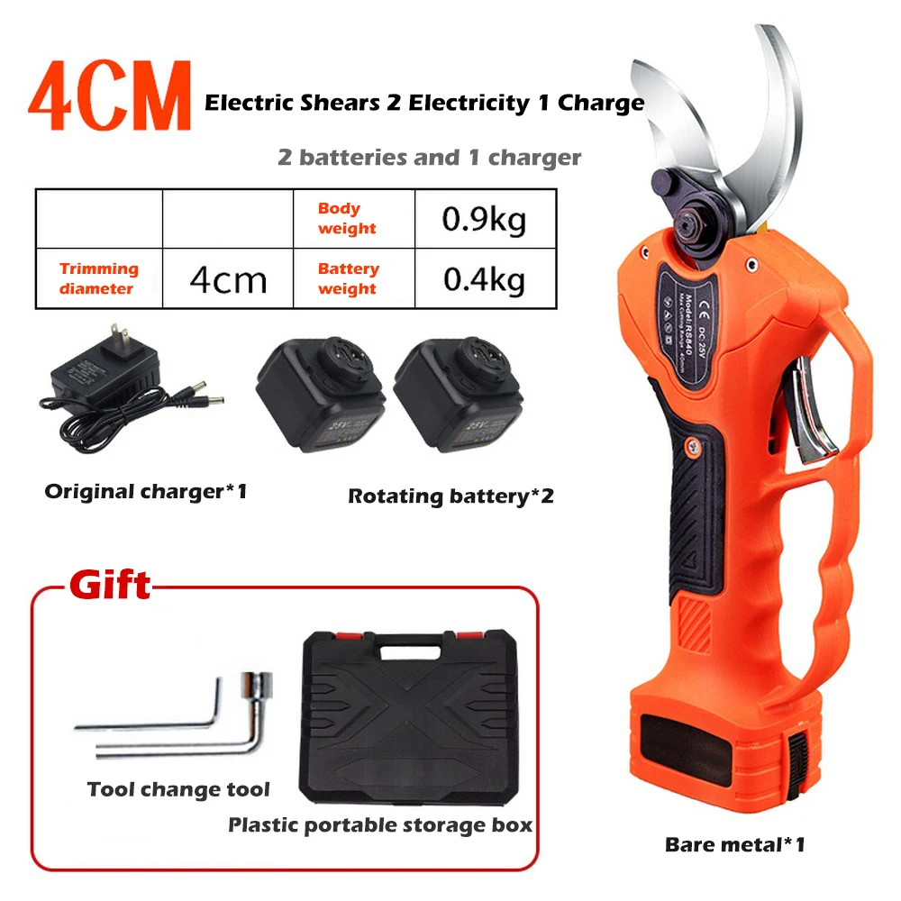 

​Trimming 4cm Cordless Pruner Electric Pruning Shear Lithium-ion Battery Efficient Fruit Tree Bonsai Pruning Branches Cutter 25V