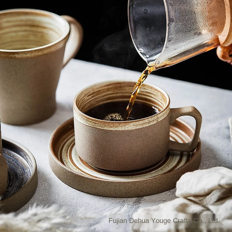 Fun Fervent Modern Design Creative Rough Pottery Coffee Cup and Dish Set Handmade Retro Coffee Cup Art Cup Plate Inner Thread
Fun Fervent Modern Design Creative Rough Pottery Coffee Cup and Dish Set Handmade Retro Coffee Cup Art Cup Plate Inner Thread
