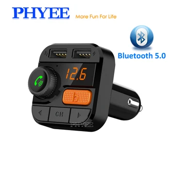 

FM Transmitter Modulator Bluetooth 5.0 Car Kit USB Audio MP3 Player SD A2DP Handsfree 3.4A Charger Voltage Detection 12V 24V 15W