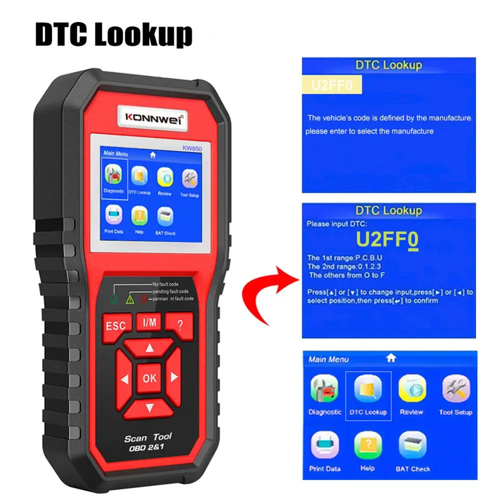 KONNWEI KW850 OBD II Scanner Professional Auto Code Reader Diagnostic Check Engine Light Scan Tool for OBD II Cars After 1996
KONNWEI KW850 OBD II Scanner Professional Auto Code Reader Diagnostic Check Engine Light Scan Tool for OBD II Cars After 1996