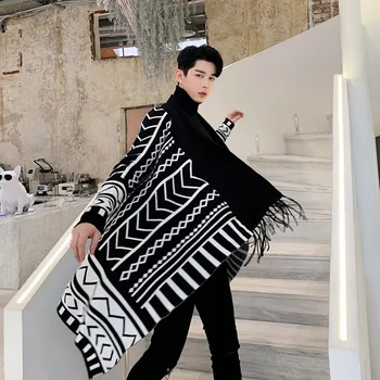 Male Japan Streetwear Jacket Outerwear Men Long Sleeve Geometric Pattern Tassel No Button Knitted Cardigan Sweater Coat
Male Japan Streetwear Jacket Outerwear Men Long Sleeve Geometric Pattern Tassel No Button Knitted Cardigan Sweater Coat