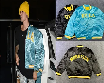 Justin Bieber jacket 100% cotton Satin Starter Bomber Jacket Men Women 1:1 High Quality Jacket Chaqueta Hombre men jacket 
Justin Bieber jacket 100% cotton Satin Starter Bomber Jacket Men Women 1:1 High Quality Jacket Chaqueta Hombre men jacket