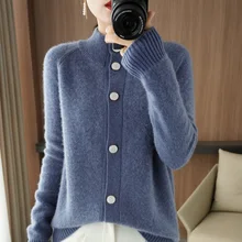 2021 Autumn Winter New Ladies Sweater Half High Neck Thick Pure Wool Cardigan Women's Large Size Loose All-Match Knitted Jacket
2021 Autumn Winter New Ladies Sweater Half High Neck Thick Pure Wool Cardigan Women's Large Size Loose All-Match Knitted Jacket