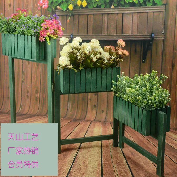 

Solid Wood Flower Stand Folding Movable Zakka Grocery Home Decoration Shop-Style Storage Shelf