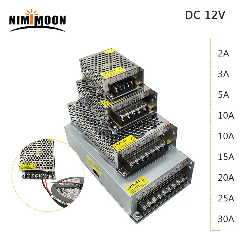 Освещение Трансформатор 220v 12 прочный адаптер питания 1A 2A 3A 5A 6.5A 10A 15A 20A 25A 30A 33A