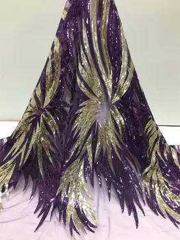2020 New (5yards/pc) high quality gold purple African French net lace fabric with sequins and wonderful embroidery for party
2020 New (5yards/pc) high quality gold purple African French net lace fabric with sequins and wonderful embroidery for party