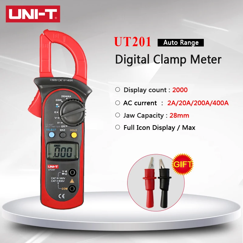 UNI-T UT201 Handheld Digital Clamp Meter AC/DC Current Voltage Meter Auto Range LCD Voltmeter Capacitance Resistance Tester
UNI-T UT201 Handheld Digital Clamp Meter AC/DC Current Voltage Meter Auto Range LCD Voltmeter Capacitance Resistance Tester