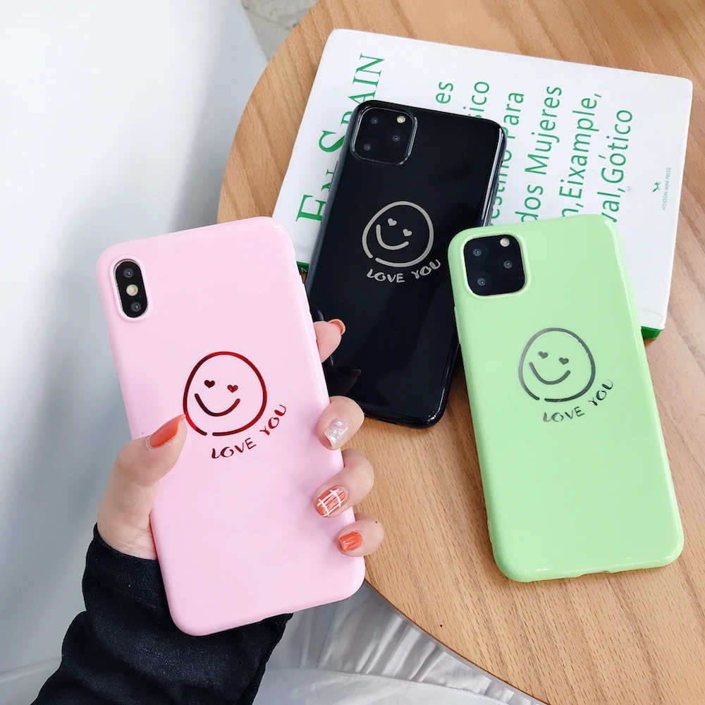 Фото Brand NEW Cute Love You Smile Case for iPhone 11 11Pro 11ProMax X Xs XR XsMax 8Plus 8 7Plus 7 6 6s Plus Phone Cover Coque YC | Мобильные