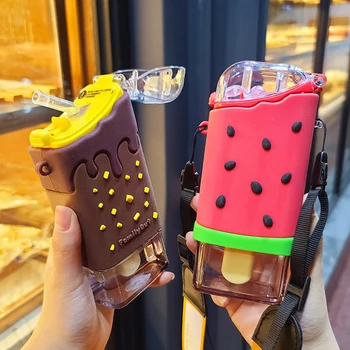 Cartões de Boas Vindas Encantadores com Comidas Deliciosas: O Presente Perfeito para Todas as Ocasiões 6 Cute Ice Cream Popsicle Water Bottle, Fruit Watermelon Flask, Suitable for Adults and Children, Shopping BPA Free
