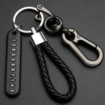 Anti-lost Car Keychain Phone Number Card Keyring Leather Bradied Phone Number Plate Key Ring Auto Vehicle Key Chain Accessories
Anti-lost Car Keychain Phone Number Card Keyring Leather Bradied Phone Number Plate Key Ring Auto Vehicle Key Chain Accessories