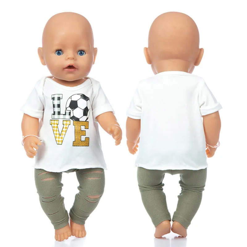 Baby New Born Fit 18 inch 43cm Doll Clothes Accessories Football Ripped Pants Suit For Baby Birthday Gift 
Baby New Born Fit 18 inch 43cm Doll Clothes Accessories Football Ripped Pants Suit For Baby Birthday Gift