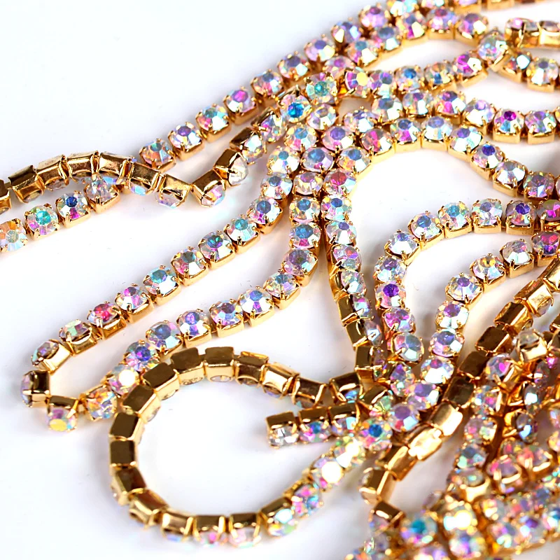 SS6-2mm-10-Yard-Row-Crystal-AB-Close-Rhinestones-Cup-Chain-With-Gold-Base-Rhinestones-Trimming (1)