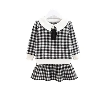 2019 Fashion Korean Girls Fall 2pc Skirt Set New Long Sleeve Peter Pan Collar Plaid Knitted Sweater+Skirt Clothing Sets For 1-5Y
2019 Fashion Korean Girls Fall 2pc Skirt Set New Long Sleeve Peter Pan Collar Plaid Knitted Sweater+Skirt Clothing Sets For 1-5Y