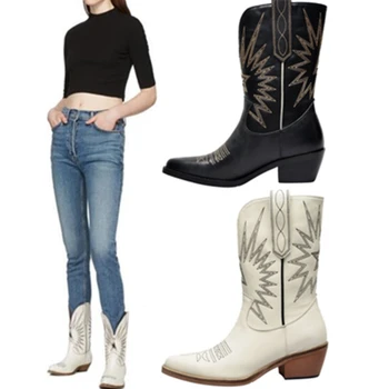 Siddons 2020 Embroider Pointed Toe Women Ankle Boots Fashion Leather Slip On Ladies Runway High Heels Shoes Woman Martin Boots
Siddons 2020 Embroider Pointed Toe Women Ankle Boots Fashion Leather Slip On Ladies Runway High Heels Shoes Woman Martin Boots