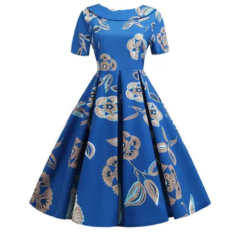 Floral Print Vintage Dress Women 2020 Short Sleeve Peter Pan Collar Elegant Bow Robe Casual Midi Party Dress Women Summer Dress 
Floral Print Vintage Dress Women 2020 Short Sleeve Peter Pan Collar Elegant Bow Robe Casual Midi Party Dress Women Summer Dress