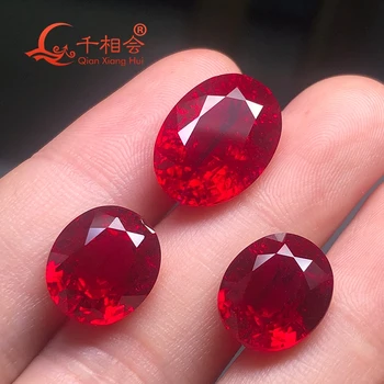 Thailand cut Artificial pigeon blood red ruby oval shape corundum gem stone with cracks and inclusions
Thailand cut Artificial pigeon blood red ruby oval shape corundum gem stone with cracks and inclusions