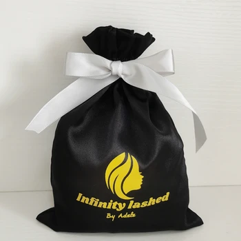 20PCS Black Satin Gift Bag Jewelry Packaging Silk Drawstring Pouch Eyelash Cosmetic Makeup Storage Wrapping Sachet Print Logo 
20PCS Black Satin Gift Bag Jewelry Packaging Silk Drawstring Pouch Eyelash Cosmetic Makeup Storage Wrapping Sachet Print Logo
