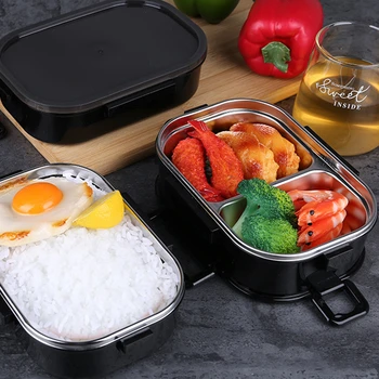 1 set Double layer Lunch Box Stainless Steel Lunch Box Containers with Compartments Portable Bento Food Container box Black
1 set Double layer Lunch Box Stainless Steel Lunch Box Containers with Compartments Portable Bento Food Container box Black