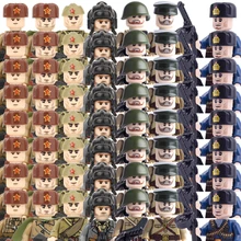 WW 2 Military Soviet Union Navy Soldier Building Blocks Army Figures Set Weapons PPSH Cannon Helmet Guns Parts Bricks Toys Kids
WW 2 Military Soviet Union Navy Soldier Building Blocks Army Figures Set Weapons PPSH Cannon Helmet Guns Parts Bricks Toys Kids
