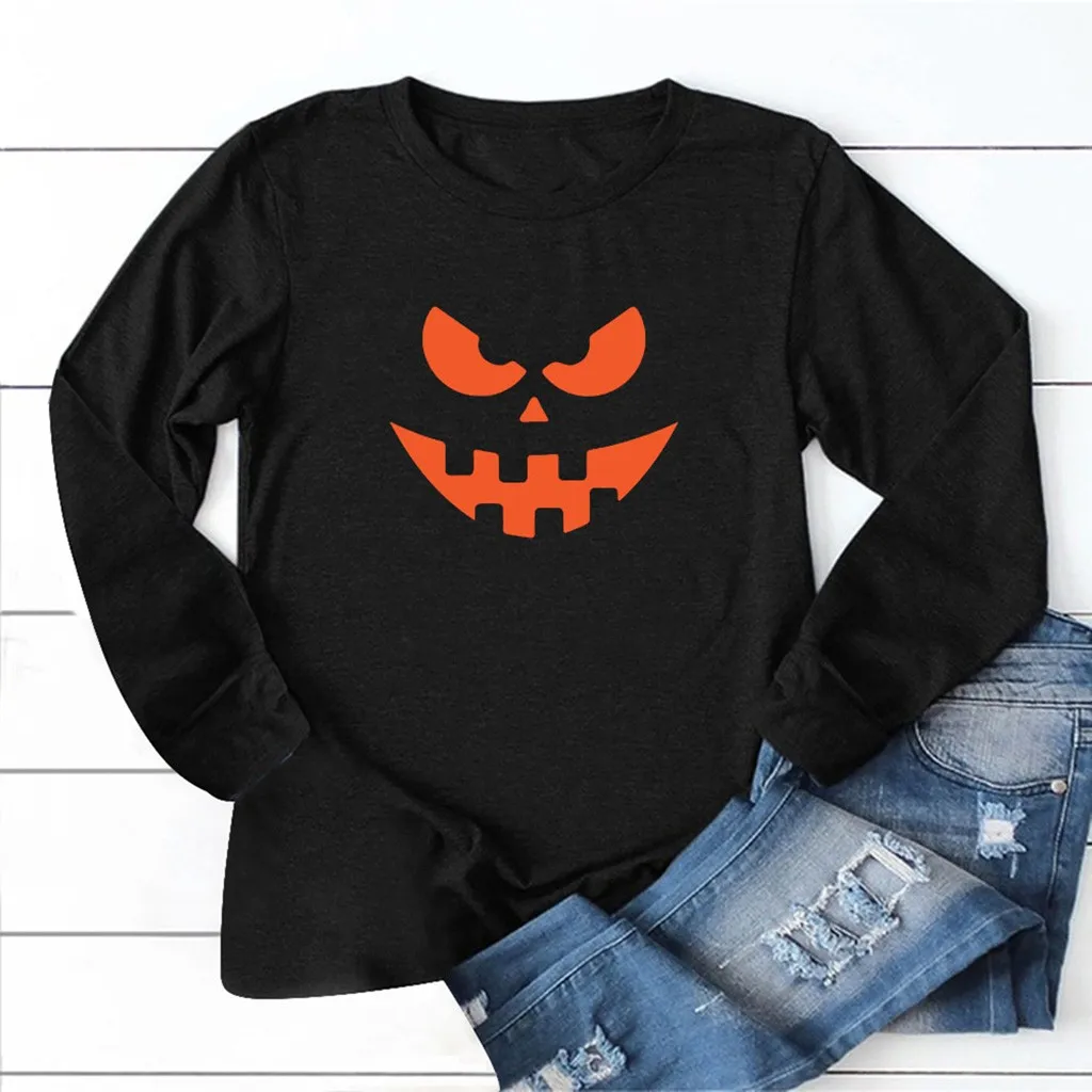 Halloween Pumpkin Scary Smiley Print Women's Tshirt Crew Neck Pullover Top Lady Harajuku Long Sleeve Loose Blusas camisetas
Halloween Pumpkin Scary Smiley Print Women's Tshirt Crew Neck Pullover Top Lady Harajuku Long Sleeve Loose Blusas camisetas