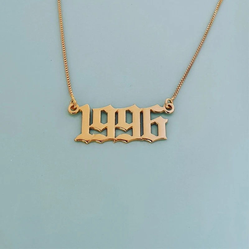 Handmade Old English Year Necklace Stainless Steel Box Chain Special Year 1997 1998 1999 Birthday Best Gift Jewelry
Handmade Old English Year Necklace Stainless Steel Box Chain Special Year 1997 1998 1999 Birthday Best Gift Jewelry