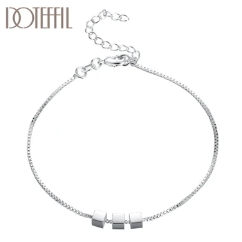 DOTEFFIL 925 Sterling Silver 4mm three square chain Bracelet For Women Wedding Engagement Party Fashion Jewelry 
DOTEFFIL 925 Sterling Silver 4mm three square chain Bracelet For Women Wedding Engagement Party Fashion Jewelry