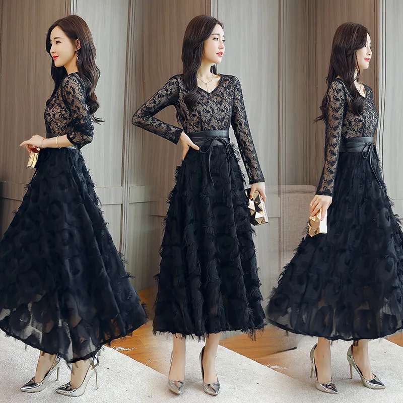 2018 New Style Spring WOMEN'S Dress Lace Splicing Dress Long Sleeve Slimming Gauze Elegant Feather Long
2018 New Style Spring WOMEN'S Dress Lace Splicing Dress Long Sleeve Slimming Gauze Elegant Feather Long