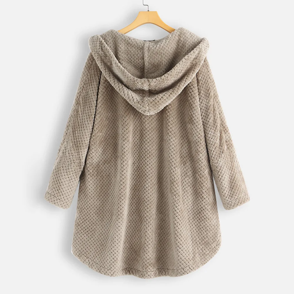2020 Women Leisure Coat Solid Color Buttons Long Length Overdress Hooded Coat Long-Sleeved Hooded Stitching Loose Women Coat 2020 Women Leisure Coat Solid Color Buttons Long Length Overdress Hooded Coat Long-Sleeved Hooded Stitching Loose Women Coat