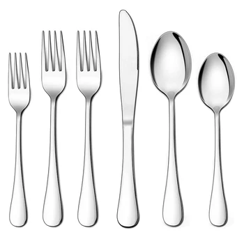 48-Piece Silverware Set with Extra Forks, Stainless Steel Flatware Cutlery Set for 8, Eating Utensils Tableware, Dishwasher Safe 
48-Piece Silverware Set with Extra Forks, Stainless Steel Flatware Cutlery Set for 8, Eating Utensils Tableware, Dishwasher Safe