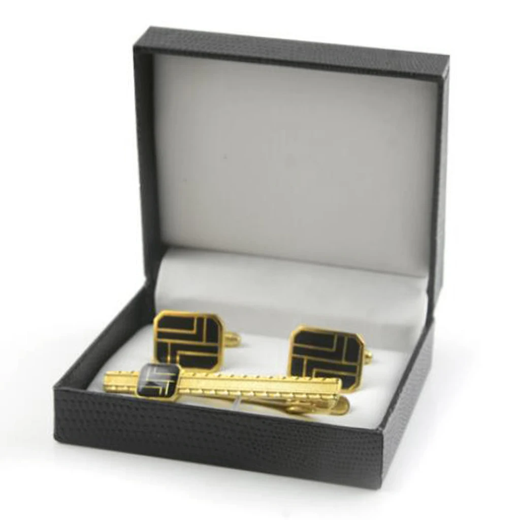2 pcs PU Leather Interior Classic Snakeskin Texture Cufflinks Tie Clip Box Jewelry Packaging 2 pcs PU Leather Interior Classic Snakeskin Texture Cufflinks Tie Clip Box Jewelry Packaging