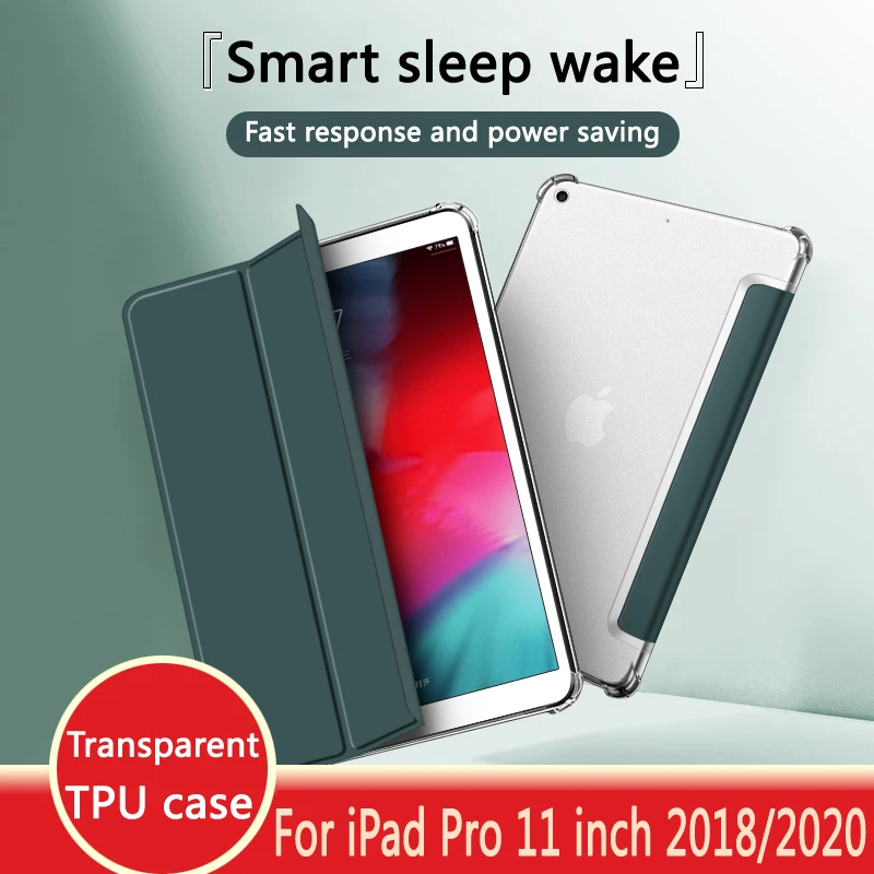 

New case for iPad Pro 11 inch 2018 2020 2th generation magnet Cover Smart sleep wake up Case transparent TPU soft shell