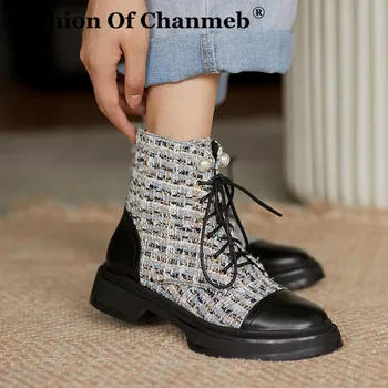 Luxury Brand Designer Shoes Boots Women Tweed Boot Pearls Cross Tied Genuine Leather Booties Black Beige Fall Winter Plaid Shoes
Luxury Brand Designer Shoes Boots Women Tweed Boot Pearls Cross Tied Genuine Leather Booties Black Beige Fall Winter Plaid Shoes