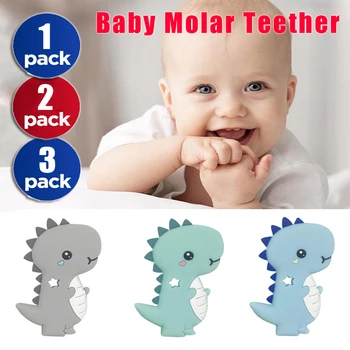 

Silicone Baby Teether Toddler Dinosaur Shape Molar Toy Soothe Emotions Relieve Long Tooth Pain Beads Teething Toy Gifts D30