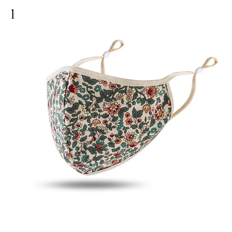 Breathable Summer Adjustable Washable Masks Ear Buckle Floral Printed Mouth Masks Women Retro Mouth-muffle Wholesale Face Covers