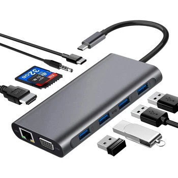 11 in 1 USB Type-C Hub Multifunction Type C Hub to USB/RJ45/VGA/HDMI/PD/TF/SD/3.5mm Audio Hub for Laptop MacBook Pro Accessories
11 in 1 USB Type-C Hub Multifunction Type C Hub to USB/RJ45/VGA/HDMI/PD/TF/SD/3.5mm Audio Hub for Laptop MacBook Pro Accessories