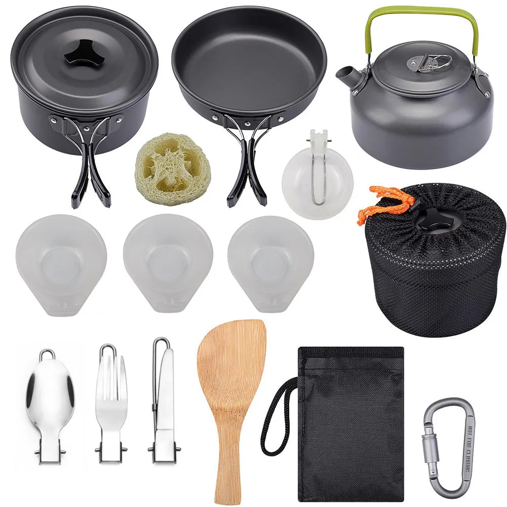 Generic Portable Camping Teapot Pot Cookware Set Outdoor Frying Pan