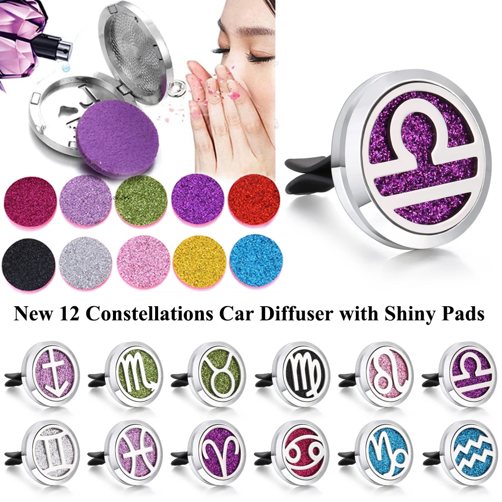 New Car Perfume 12 Constellation Vent Freshener Car Diffuser Aromatherapy Jewelry Essential Oil Diffuser Locket with 10pcs Pads
New Car Perfume 12 Constellation Vent Freshener Car Diffuser Aromatherapy Jewelry Essential Oil Diffuser Locket with 10pcs Pads