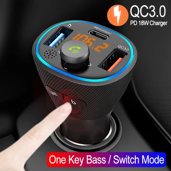 Bluetooth 5.0 FM Transmitter QC3.0 USB Charger PD 18W Type-C Charger Handsfree Call One Button Bass and Switch Mode Music Play
Bluetooth 5.0 FM Transmitter QC3.0 USB Charger PD 18W Type-C Charger Handsfree Call One Button Bass and Switch Mode Music Play