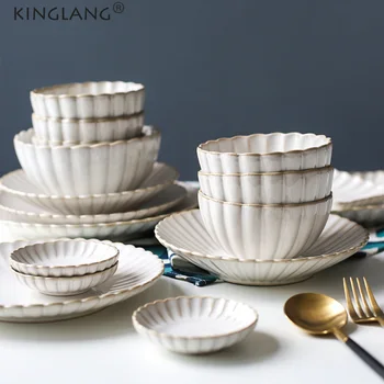 KINGLANG Japanese Tableware Set Korea Kiln Glazed Pottery Rice Ramen Bowl Plate Household Dishes Soup Dishes Steak Plates Sets
KINGLANG Japanese Tableware Set Korea Kiln Glazed Pottery Rice Ramen Bowl Plate Household Dishes Soup Dishes Steak Plates Sets