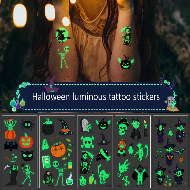 10pcs/pack Halloween Luminous Toy Children's Tattoo Stickers Green Waterproof Funny Cartoon Disposable Water Transfer Stickers
10pcs/pack Halloween Luminous Toy Children's Tattoo Stickers Green Waterproof Funny Cartoon Disposable Water Transfer Stickers