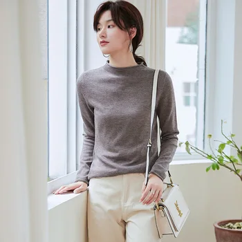 Wool Knitted Pullovers Women Tops 2019 New Autumn Crimping Stand Collar Long Sleeve Pullover Pull Femme Knitwear Woman Sweaters
Wool Knitted Pullovers Women Tops 2019 New Autumn Crimping Stand Collar Long Sleeve Pullover Pull Femme Knitwear Woman Sweaters